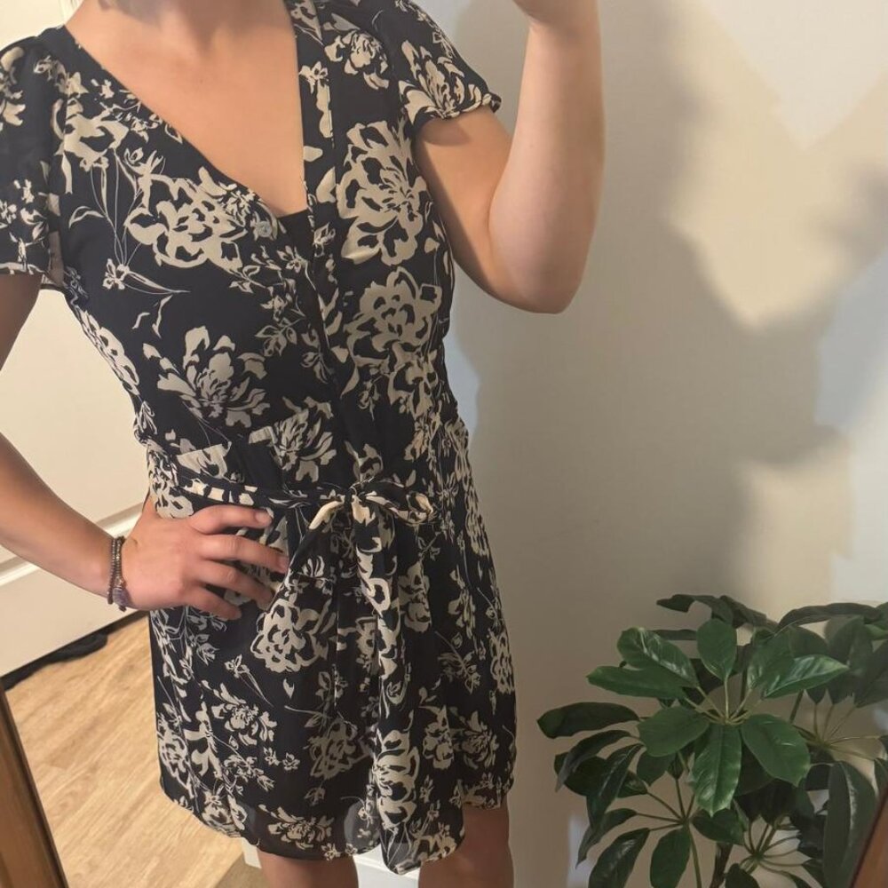 Ann Taylor Dresses | Navy and White Ruffled Wrap Midi